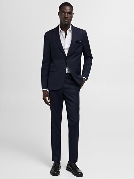 Mango Milan Slim Fit Blazer, Navy - view 2, Navy