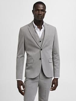 Mango Paris Super Slim Fit Blazer, Grey, Grey