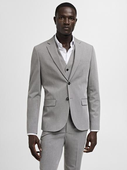 Mango Paris Super Slim Fit Blazer, Grey, Grey