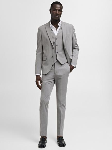 Mango Paris Super Slim Fit Blazer, Grey - view 2, Grey