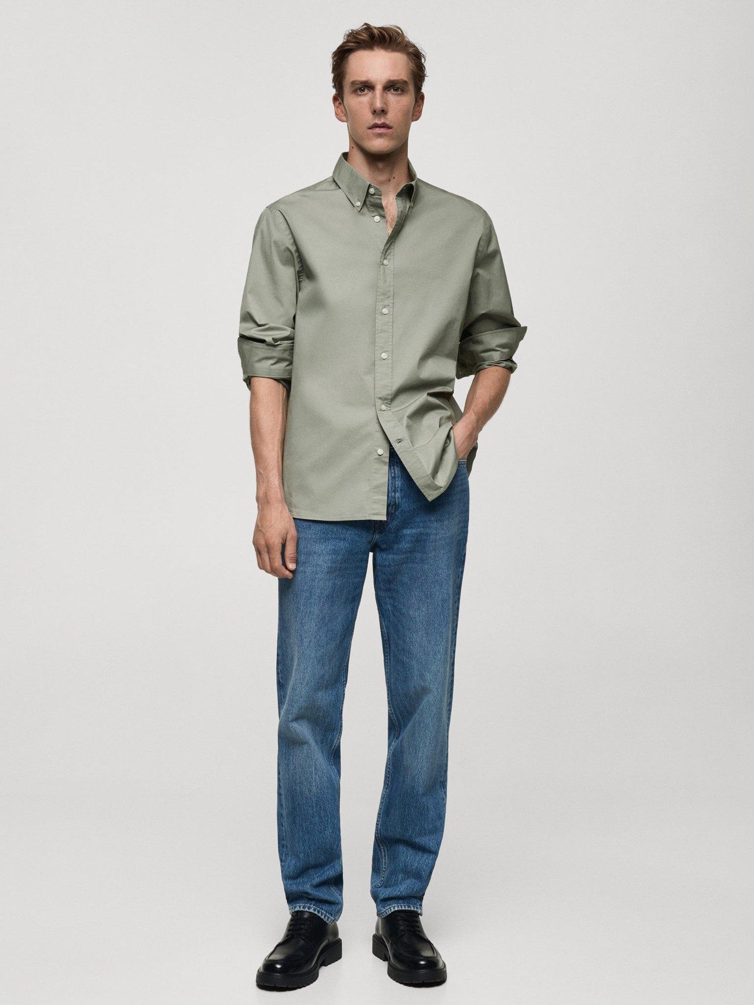 Product image 2 of 8, which shows Mango Nimes Cotton Blend Regular Fit Shirt, Khaki, M