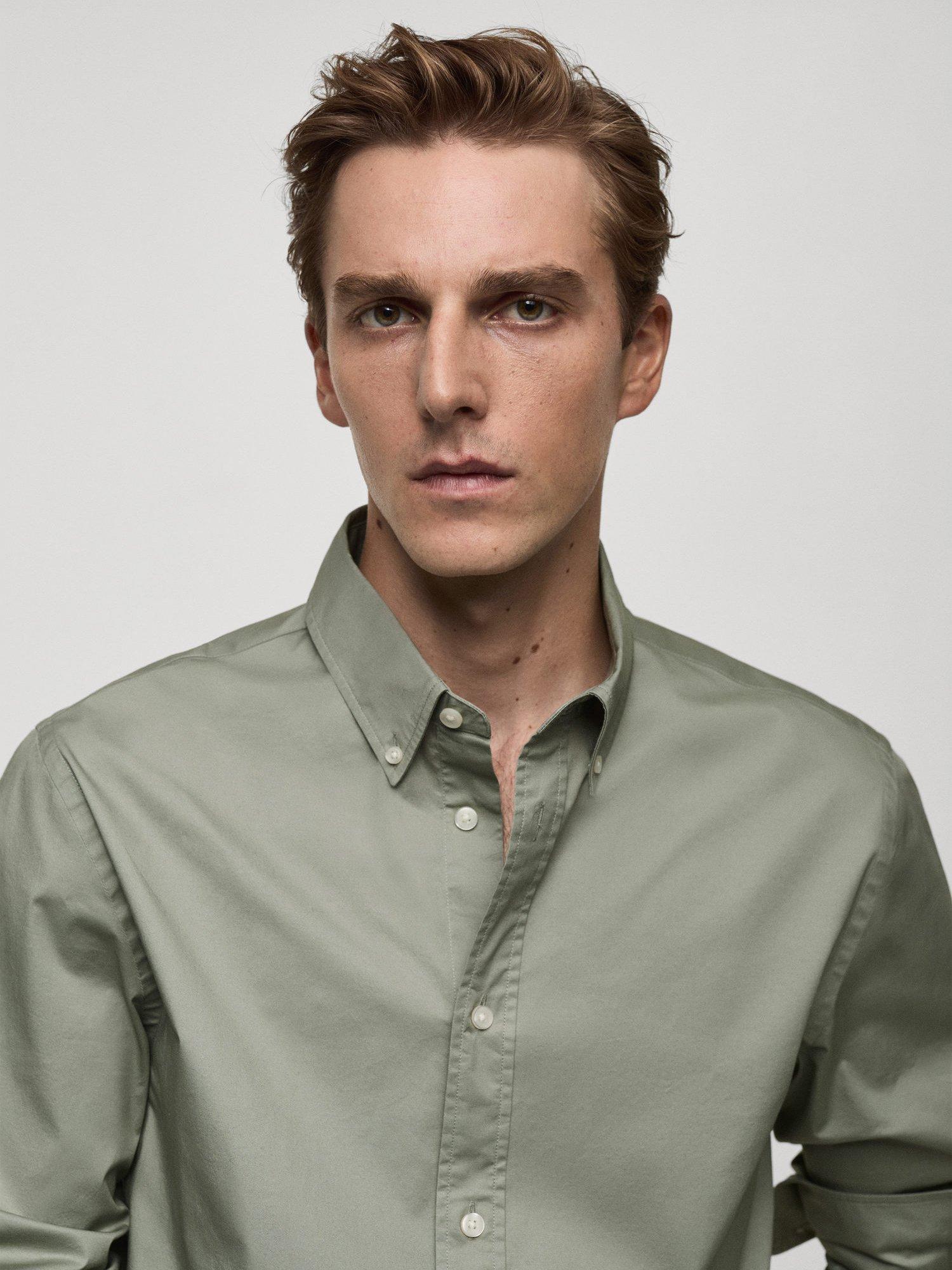 Product image 6 of 8, which shows Mango Nimes Cotton Blend Regular Fit Shirt, Khaki, M