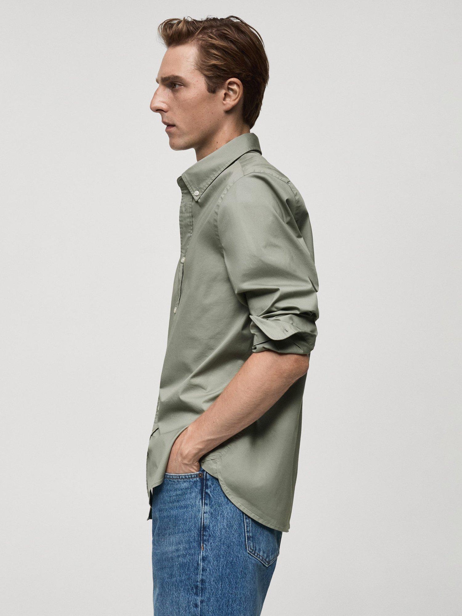 Product image 7 of 8, which shows Mango Nimes Cotton Blend Regular Fit Shirt, Khaki, M