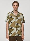 Mango Trento Abstract Short Sleeve Shirt, Dark Green