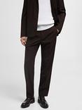 Mango Wool Blend Straight Fit Trousers, Brown