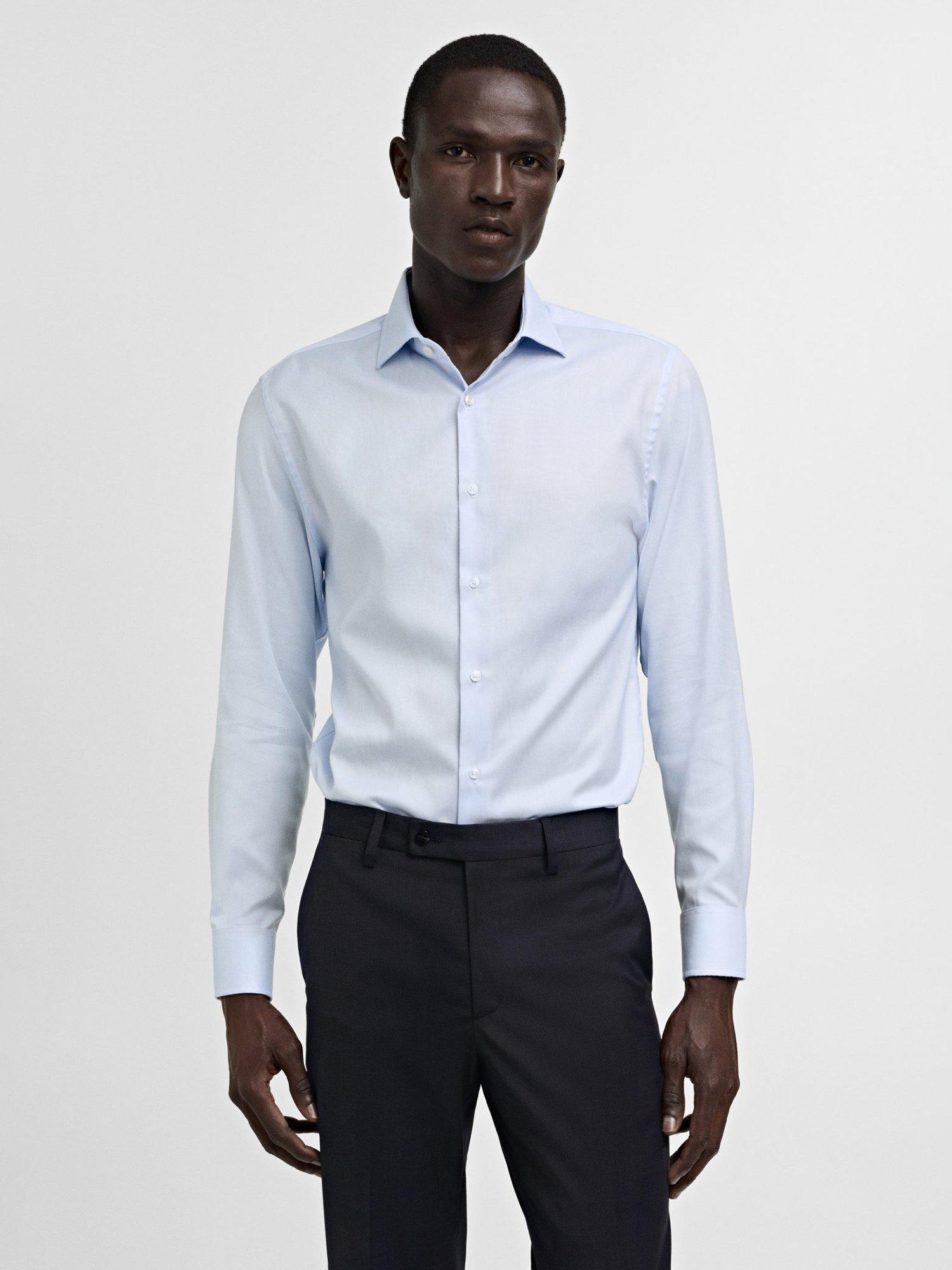 Product image 1 of 8, which shows Mango Emporda Cotton Slim Fit Shirt, Lt-pastel Blue, XS