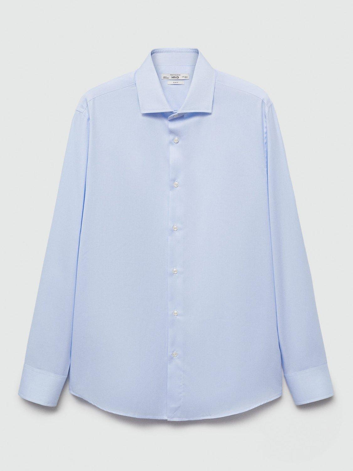 Product image 3 of 8, which shows Mango Emporda Cotton Slim Fit Shirt, Lt-pastel Blue, XS