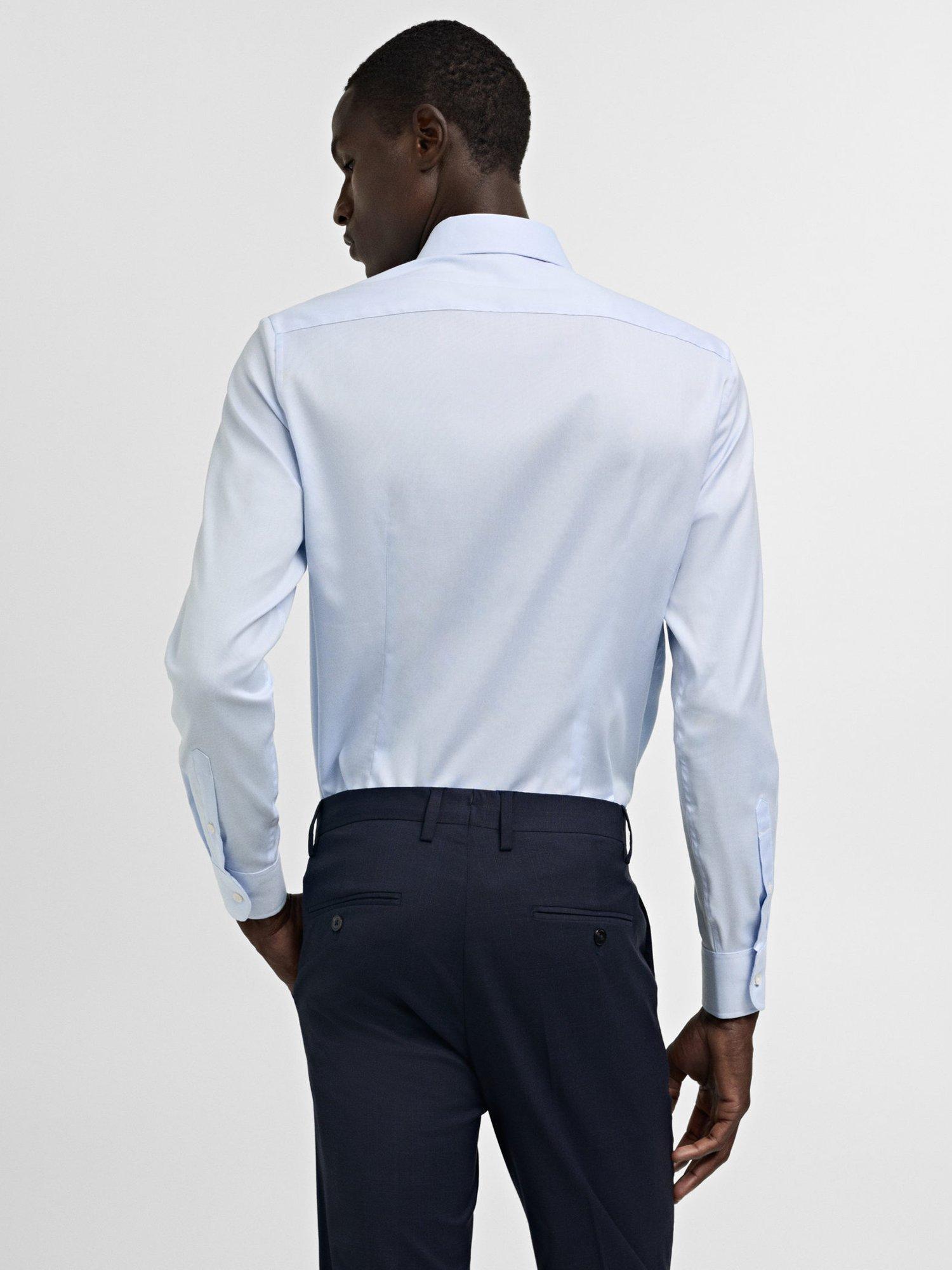 Product image 4 of 8, which shows Mango Emporda Cotton Slim Fit Shirt, Lt-pastel Blue, XS