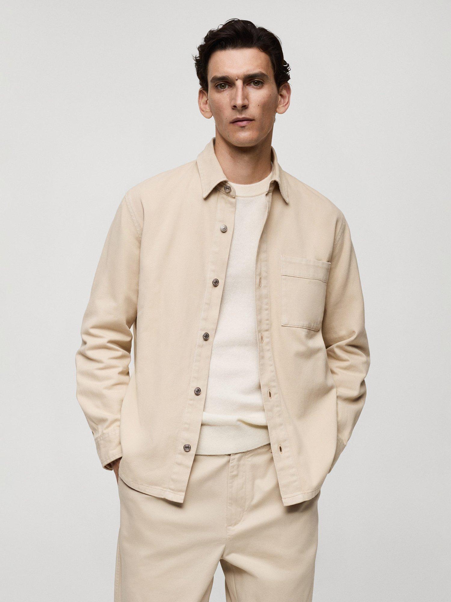 Mango Jazz Cotton Regular Fit Shirt, Light Beige
