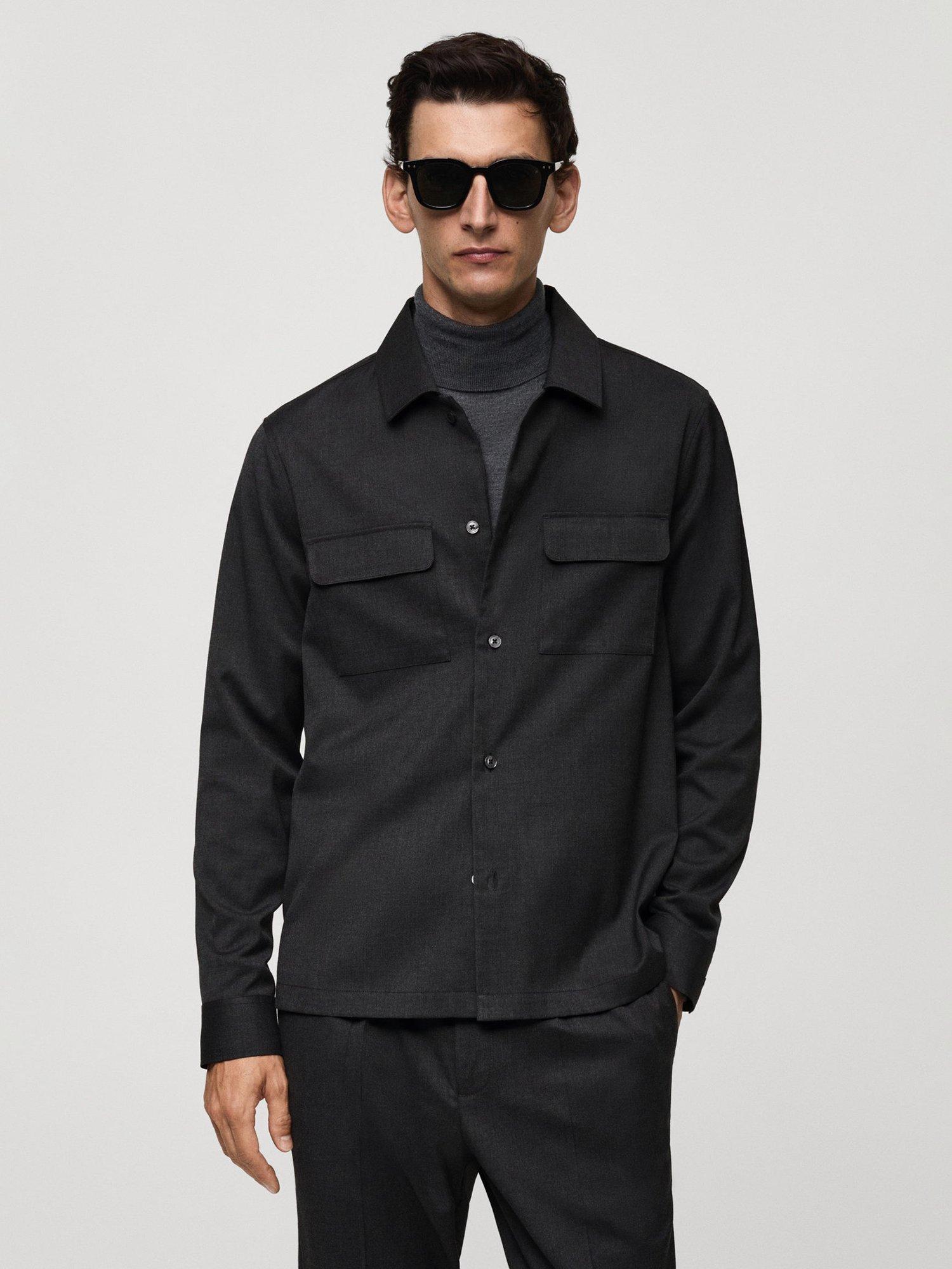 Product image 1 of 8, which shows Mango Marius Regular Fit Overshirt, Dark Grey, XS