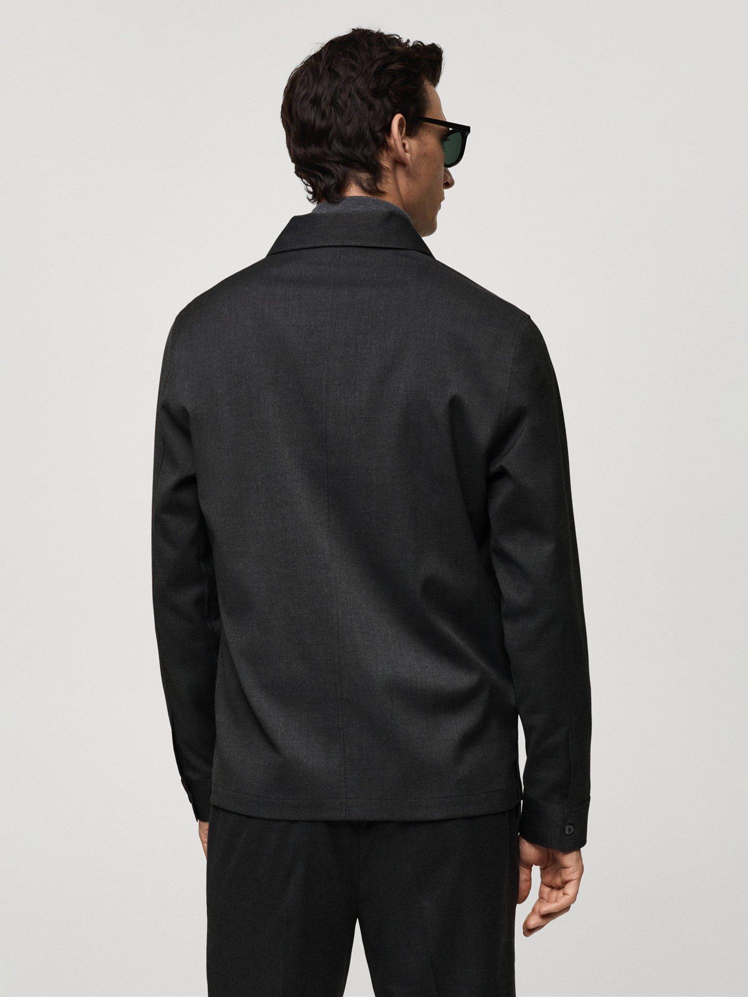 Product image 4 of 8, which shows Mango Marius Regular Fit Overshirt, Dark Grey, XS