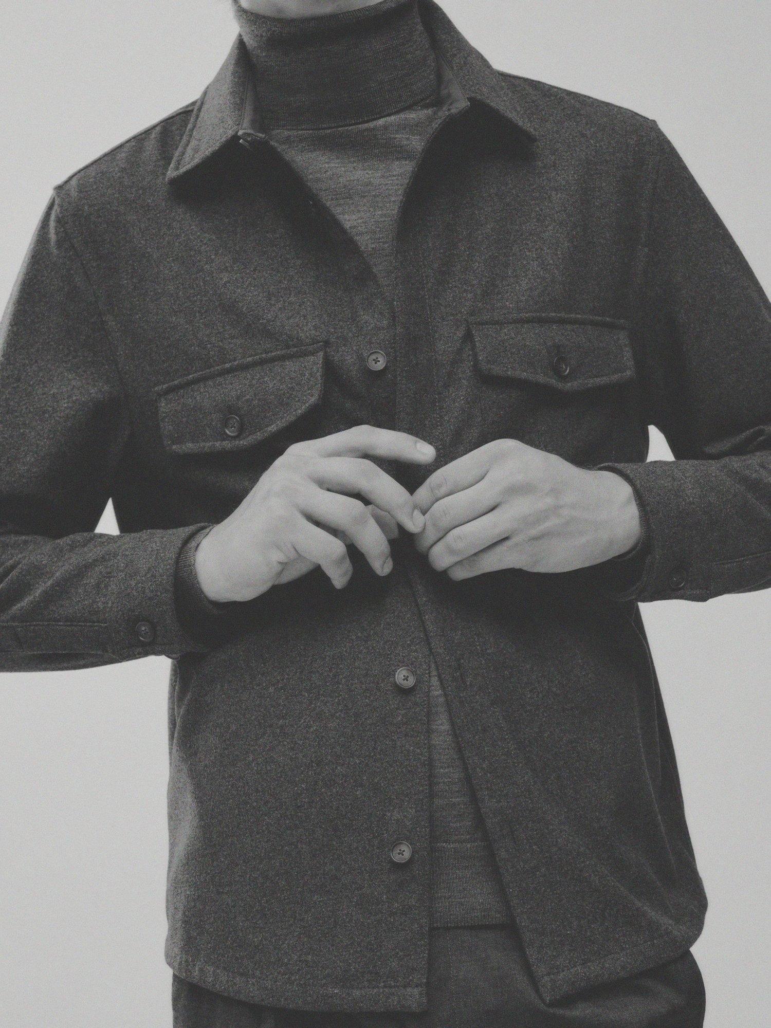 Product image 7 of 8, which shows Mango Marius Regular Fit Overshirt, Dark Grey, XS