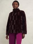 Hobbs Andrea Faux Fur Coat, Wine