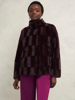 Hobbs Andrea Faux Fur Coat, Wine, Wine