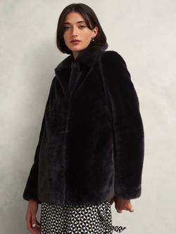 Hobbs Dania Faux Fur Coat, Black, Black