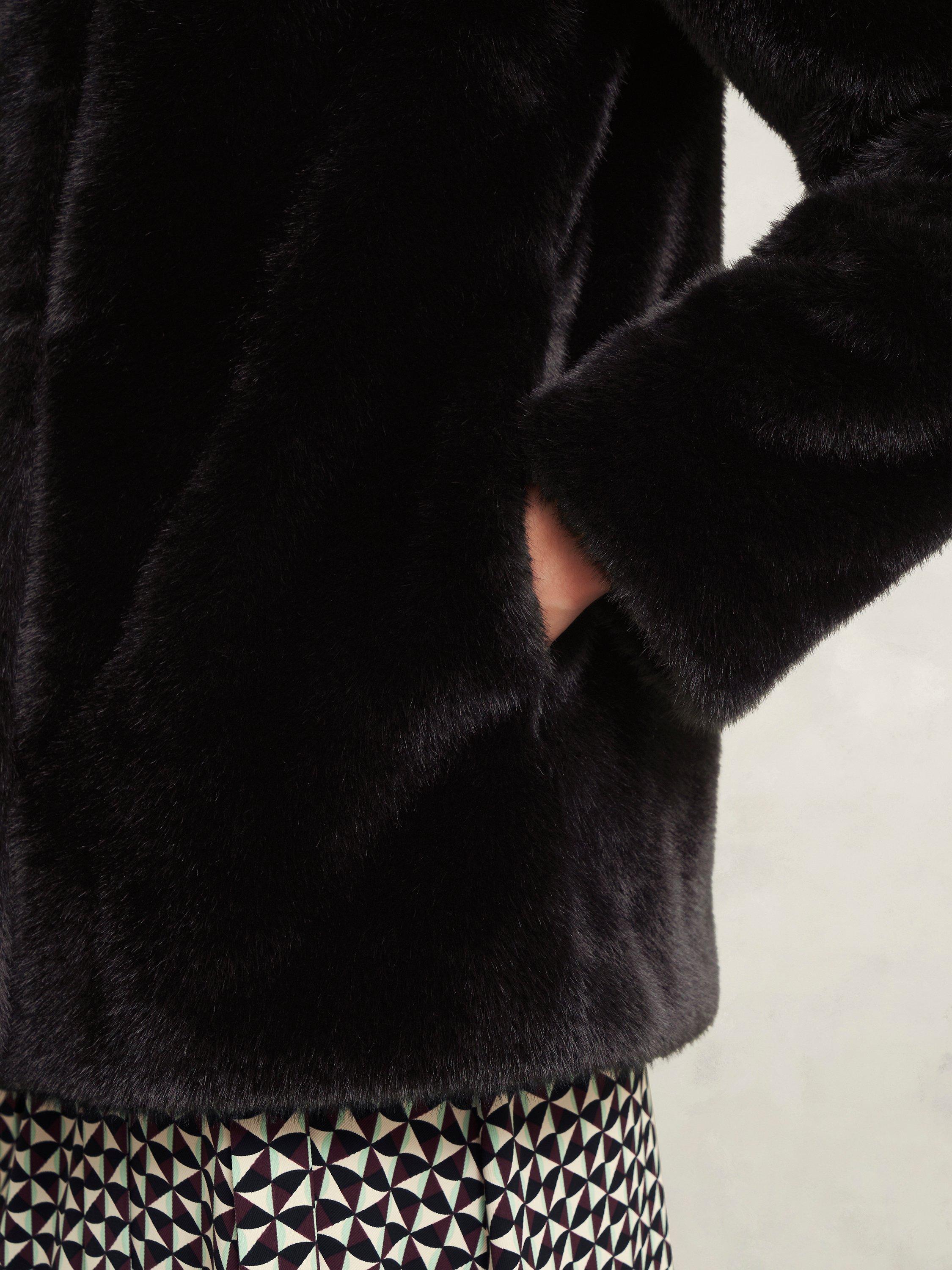 Product image 3 of 6, which shows Hobbs Dania Faux Fur Coat, Black, L