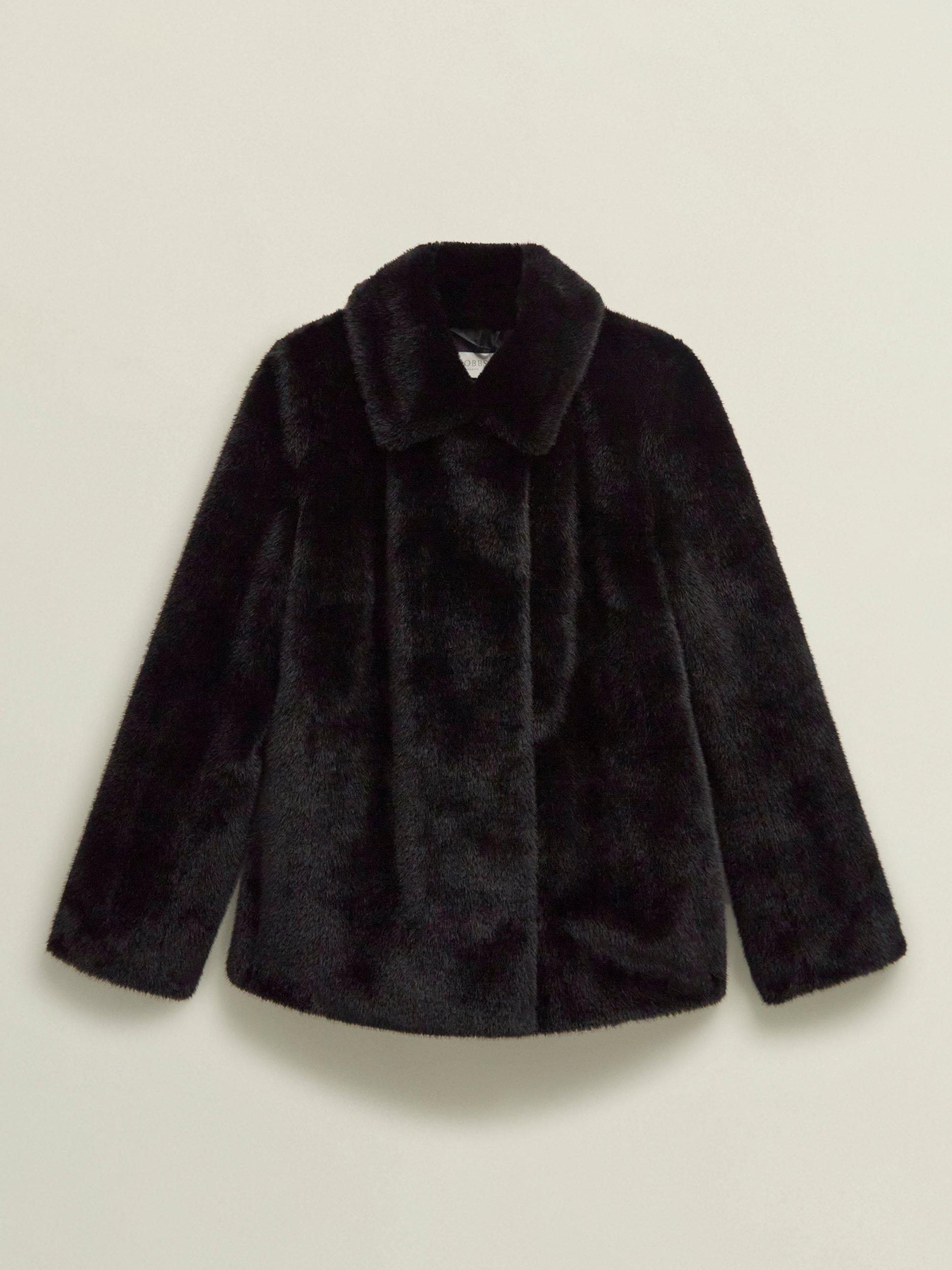 Product image 4 of 6, which shows Hobbs Dania Faux Fur Coat, Black, L