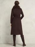 Hobbs Livia Faux Fur Collar Pure Wool Coat, Alder Brown