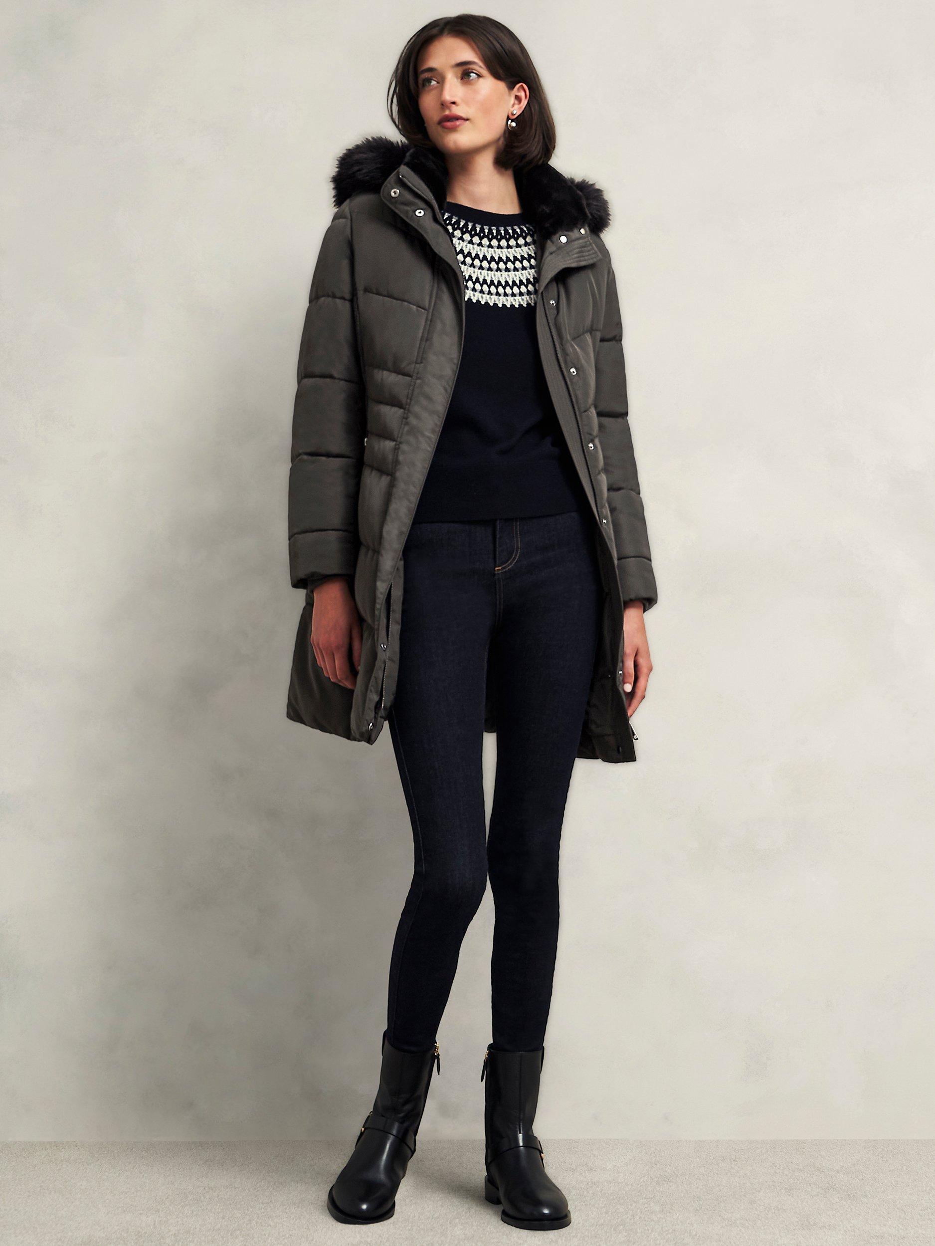 Hobbs Jaymie Puffer Coat Charcoal