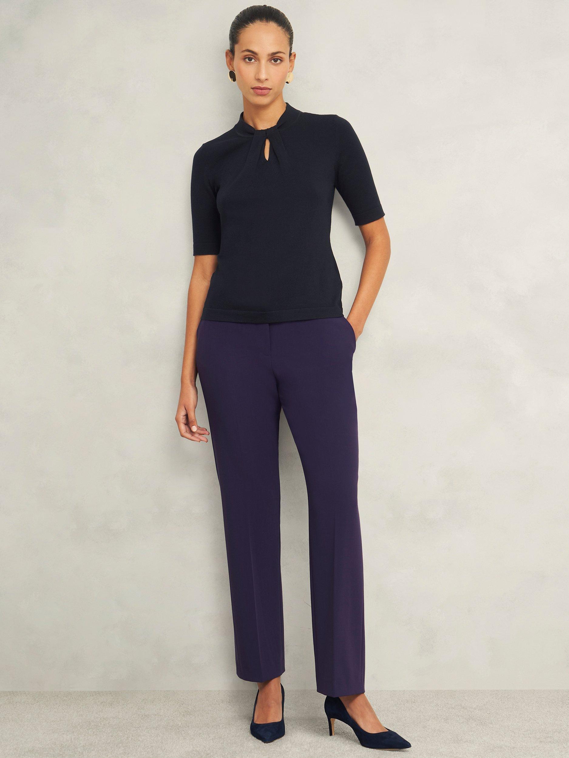 Hobbs Effie Short Sleeve Knit Top, Hobbs Navy