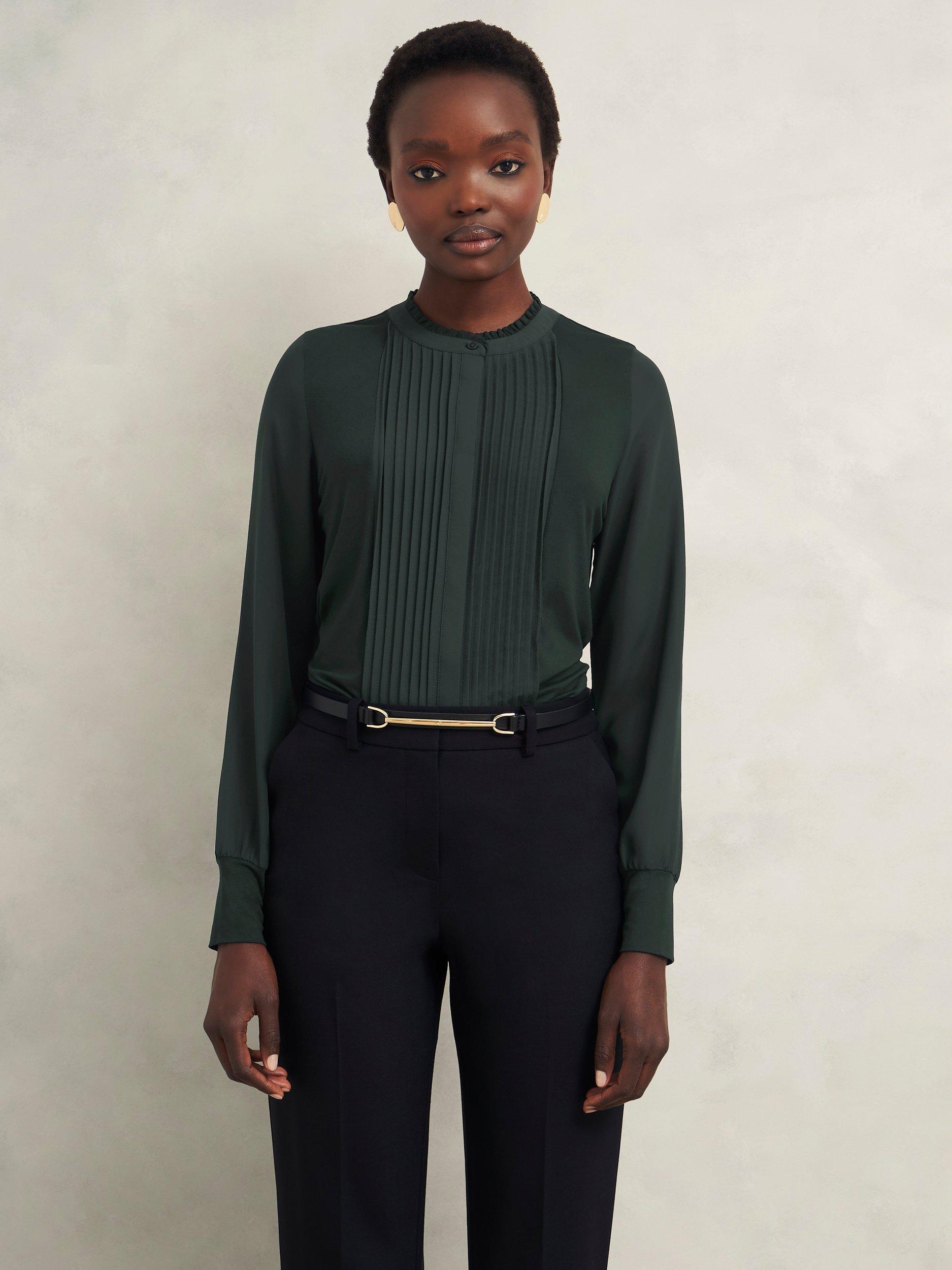 Hobbs Carina Pleated Top Evergreen