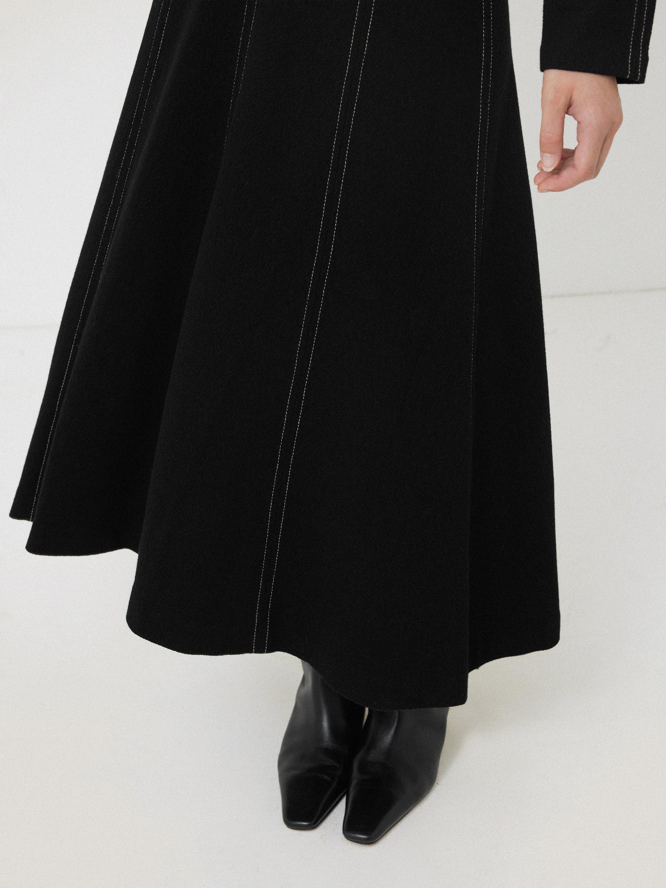 Product image 3 of 7, which shows Jigsaw Contrast Stitch Batwing Dress, Black, XS