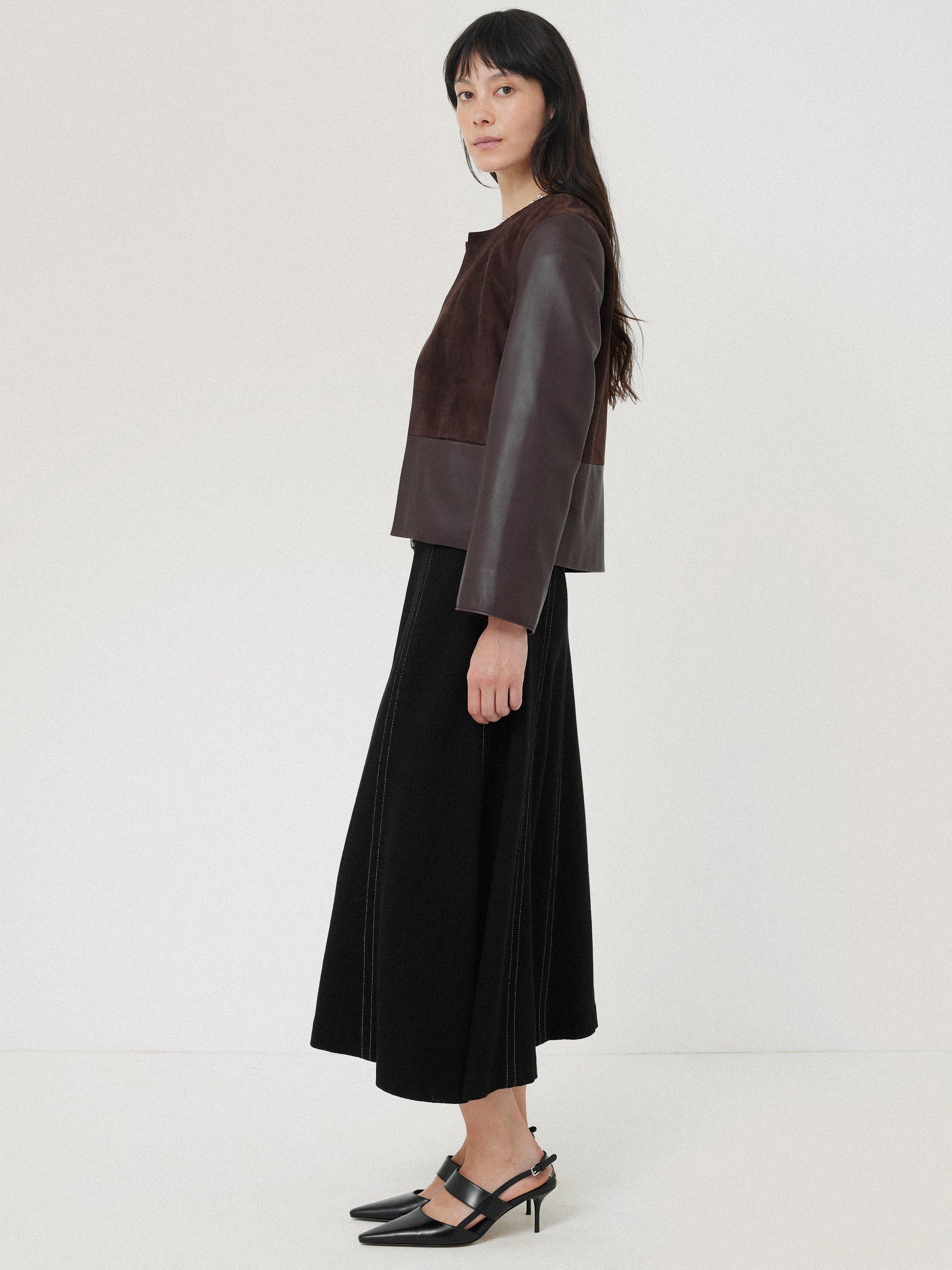 Product image 6 of 7, which shows Jigsaw Contrast Stitch Batwing Dress, Black, XS