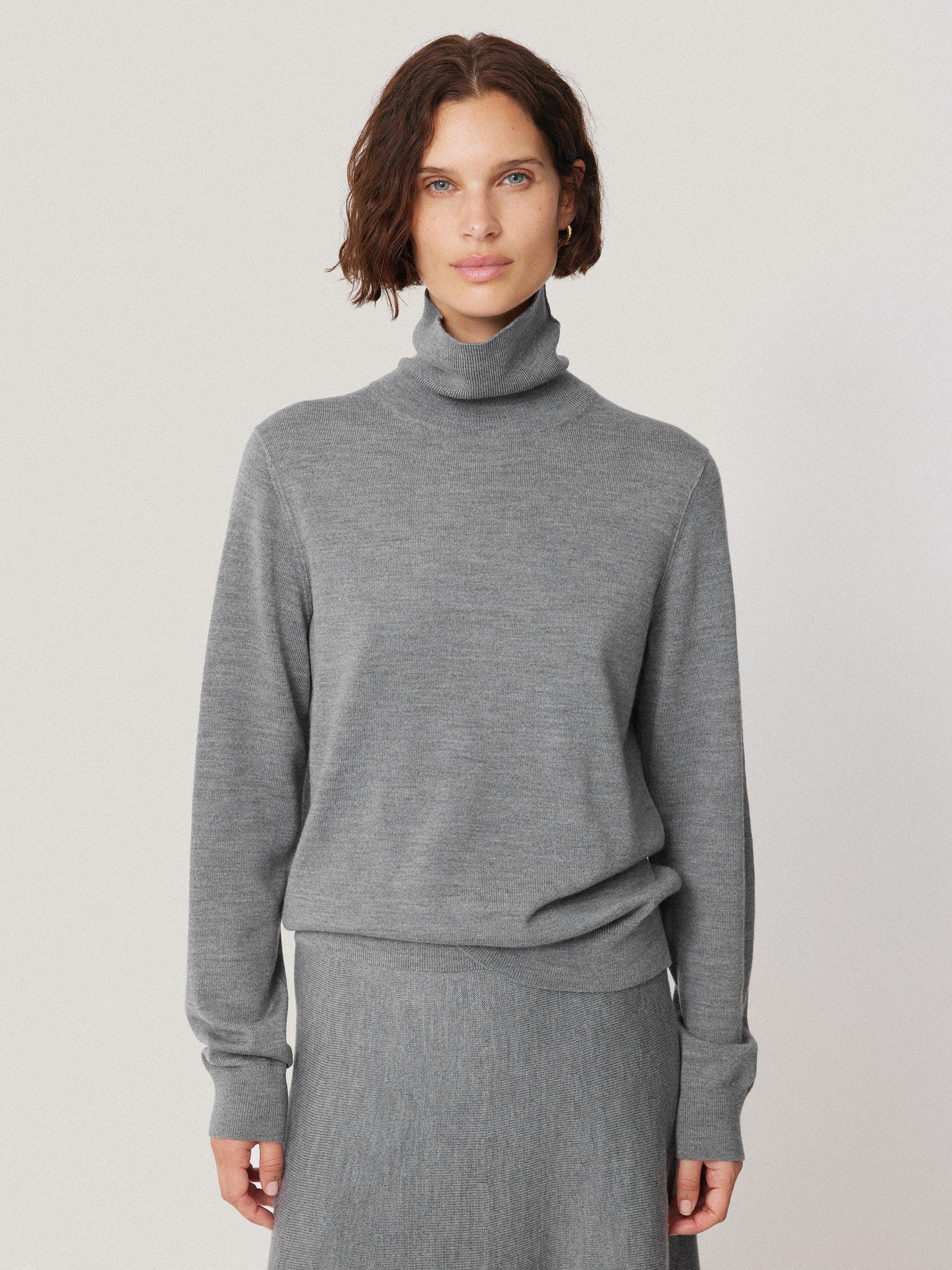 Jigsaw Lightweight Merino Wool Polo Jumper, Grey