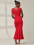 Jolie Moi Tara Sleeveless Draped Maxi Dress, Red