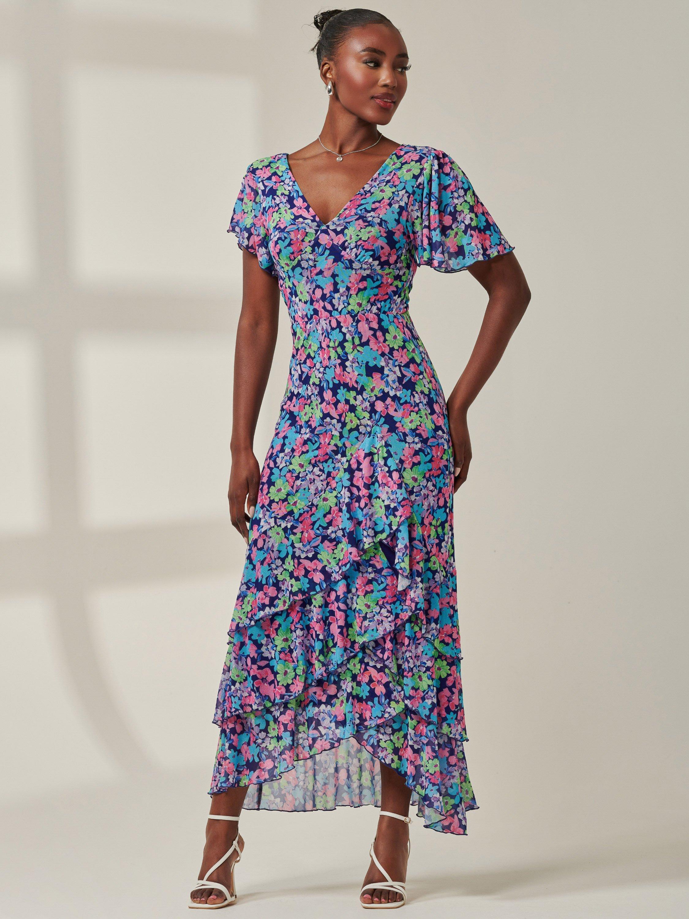 Jolie Moi Floral Tiered Maxi Dress Multi