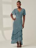 Jolie Moi Geo Print Tiered Maxi Dress, Blue