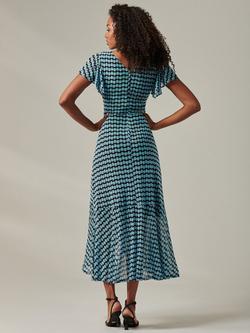 Jolie Moi Geo Print Mesh Maxi Dress, Blue - view 2, Blue