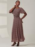 Jolie Moi Spot Print Mesh Maxi Dress, Pink, Pink