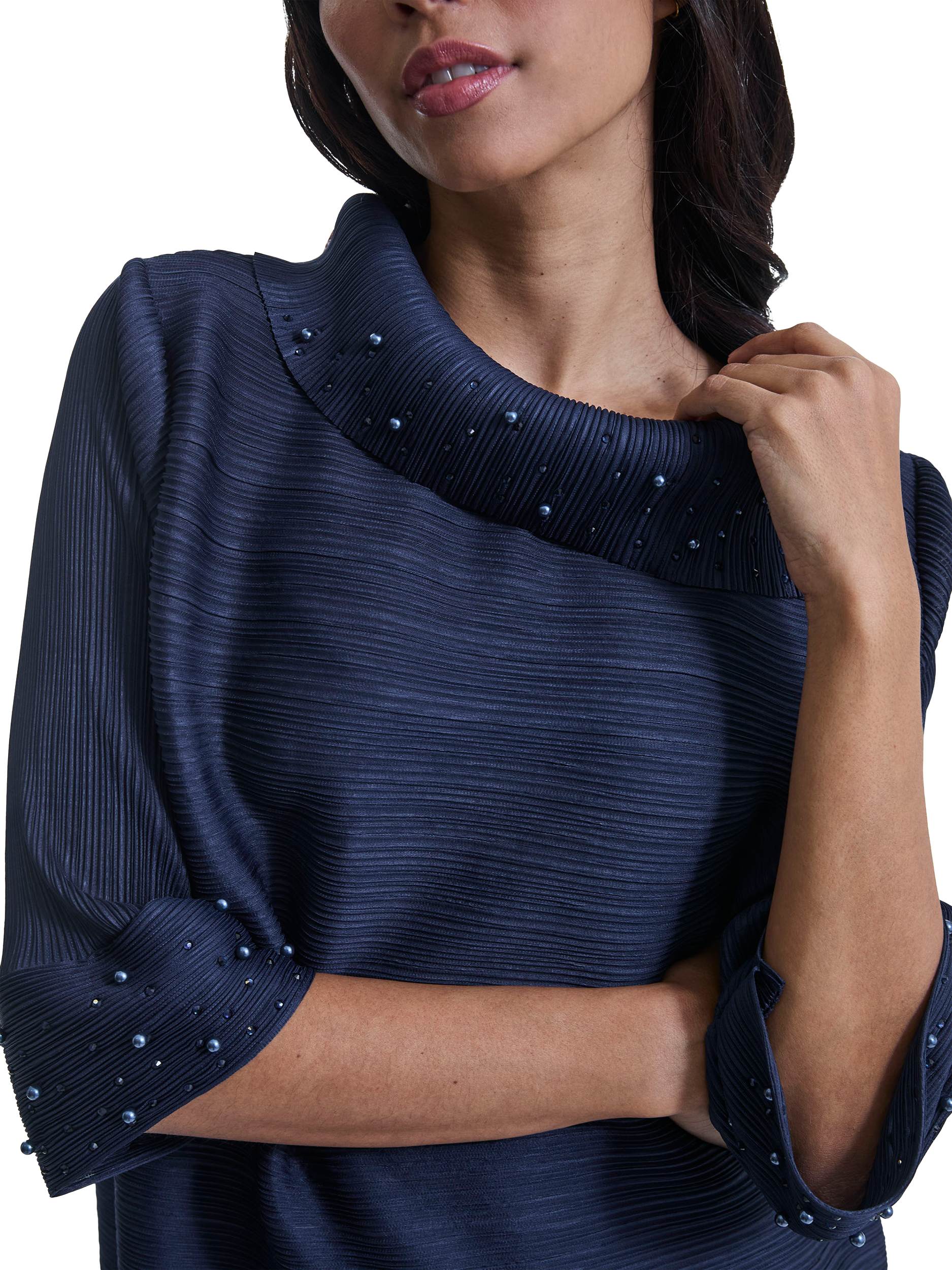 Product image 3 of 5, which shows James Lakeland Embelished A-Line Midi Dress, Navy, S-M