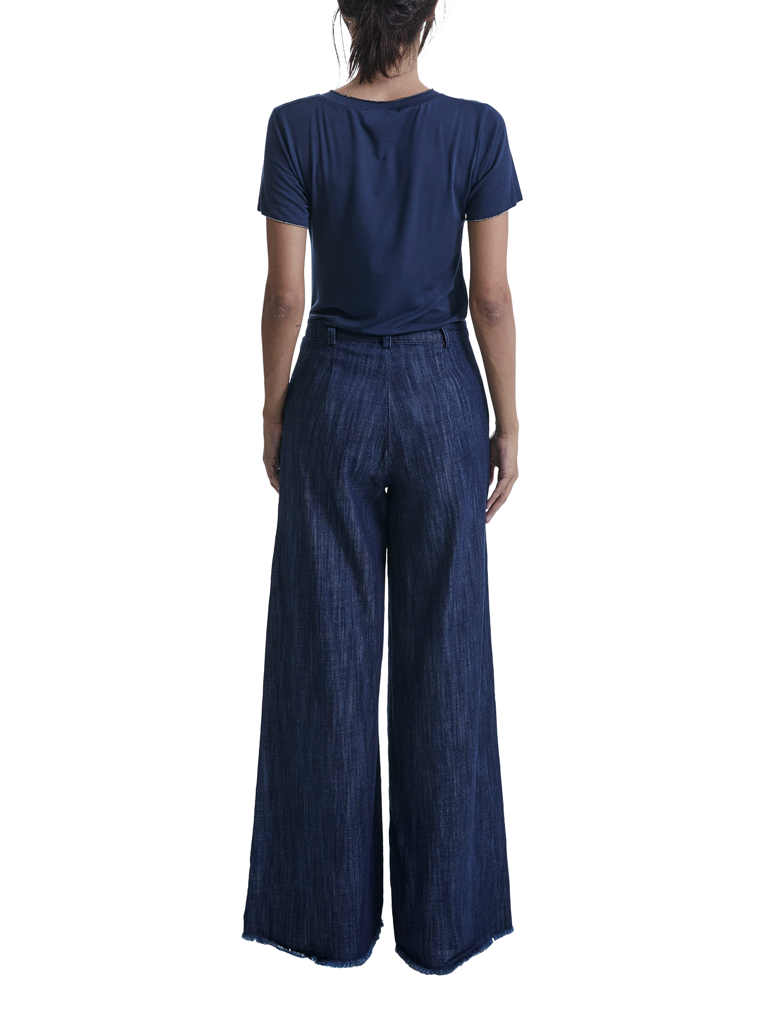 Product image 2 of 6, which shows James Lakeland Frayed Wide Leg Jeans, Denim, 8
