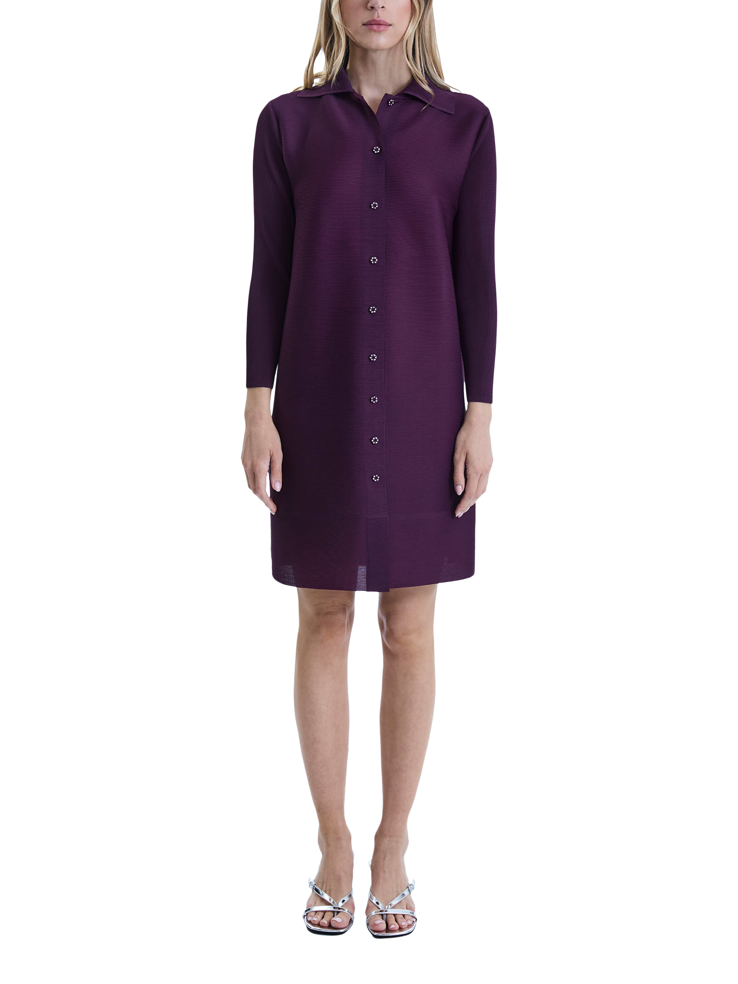 Product image 1 of 5, which shows James Lakeland Pleated Shirt Dress, Purple, S-M