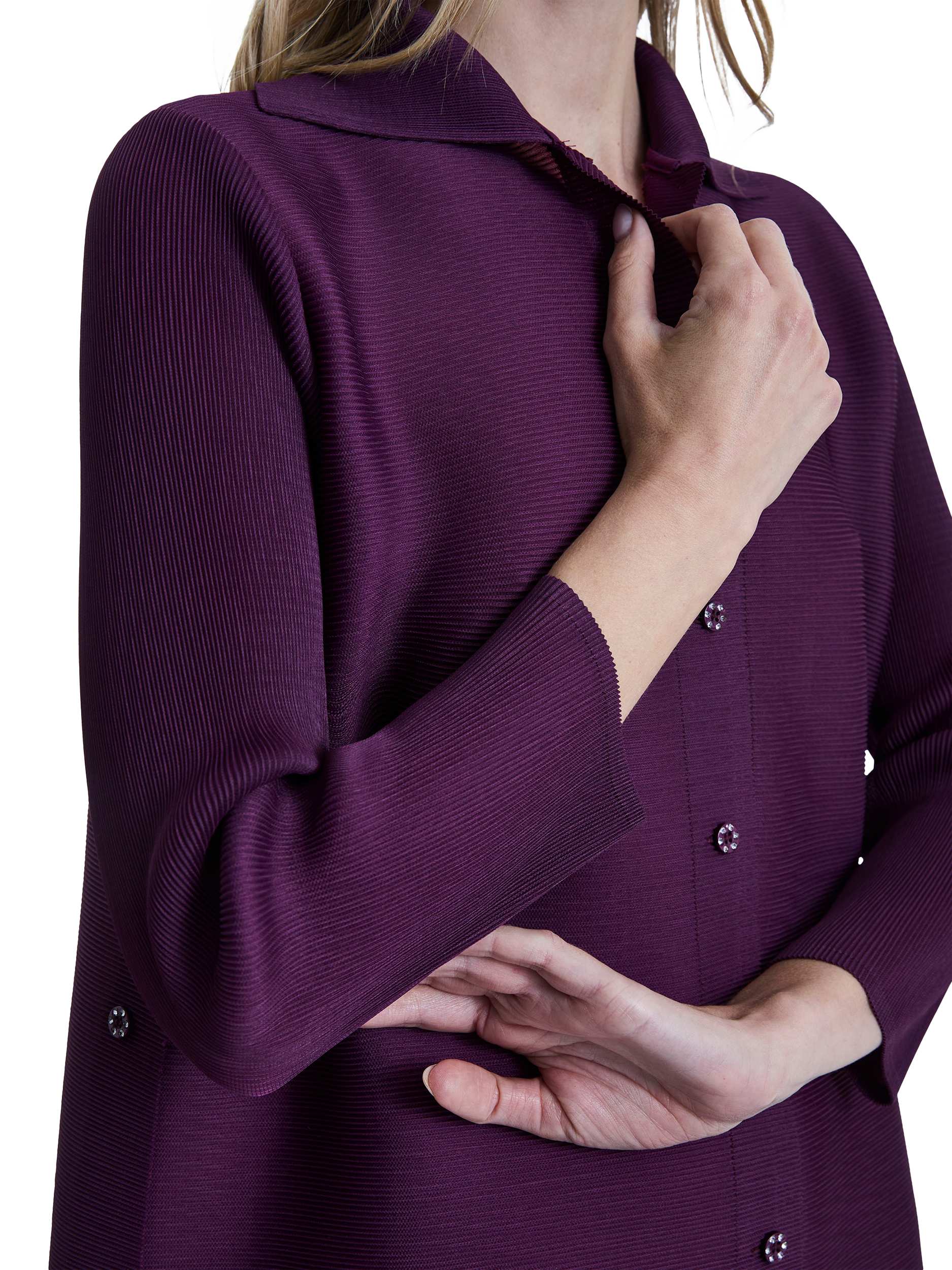 Product image 3 of 5, which shows James Lakeland Pleated Shirt Dress, Purple, S-M