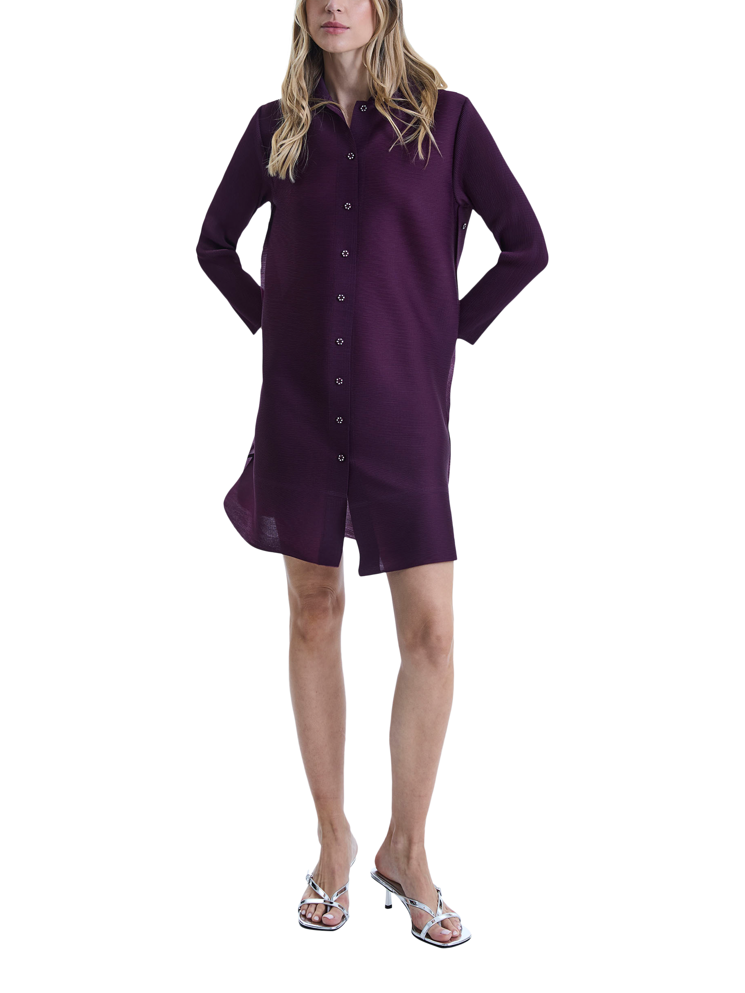 Product image 4 of 5, which shows James Lakeland Pleated Shirt Dress, Purple, S-M