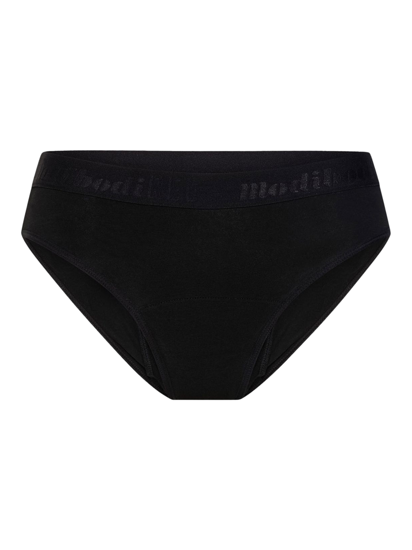 Product image 6 of 7, which shows Modibodi Teen Hipster Brief Period Knickers, Moderate Absorbency, Black, 8-10