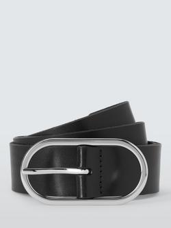 John Lewis Fine Oval Silver Belt, Black, Black/Silver