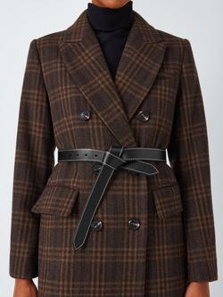 John Lewis Knot Topstitch Leather Belt - view 2, Black