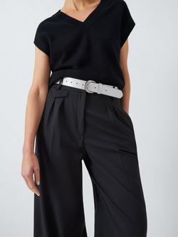 John Lewis Metallic Buckle Belt, Silver - view 2, Silver