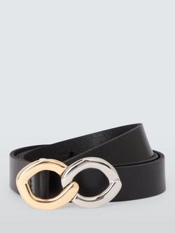 John Lewis Mixed Metal Double Chain Belt, Black, Black Mixed Metal