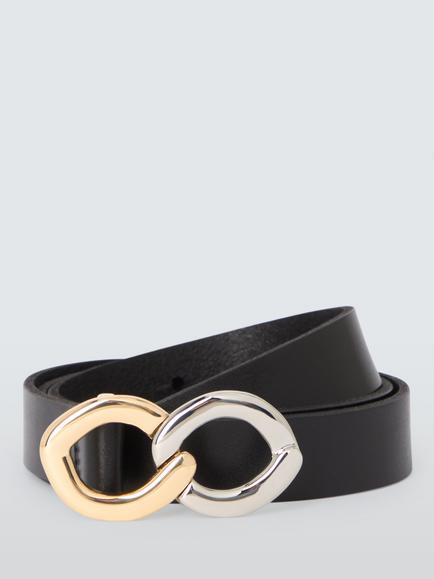 John Lewis Mixed Metal Double Chain Belt, Black, Black Mixed Metal