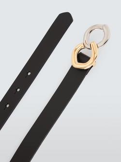 John Lewis Mixed Metal Double Chain Belt, Black - view 2, Black Mixed Metal