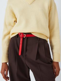 John Lewis Narrow Buckle Leather Belt - view 2, Red