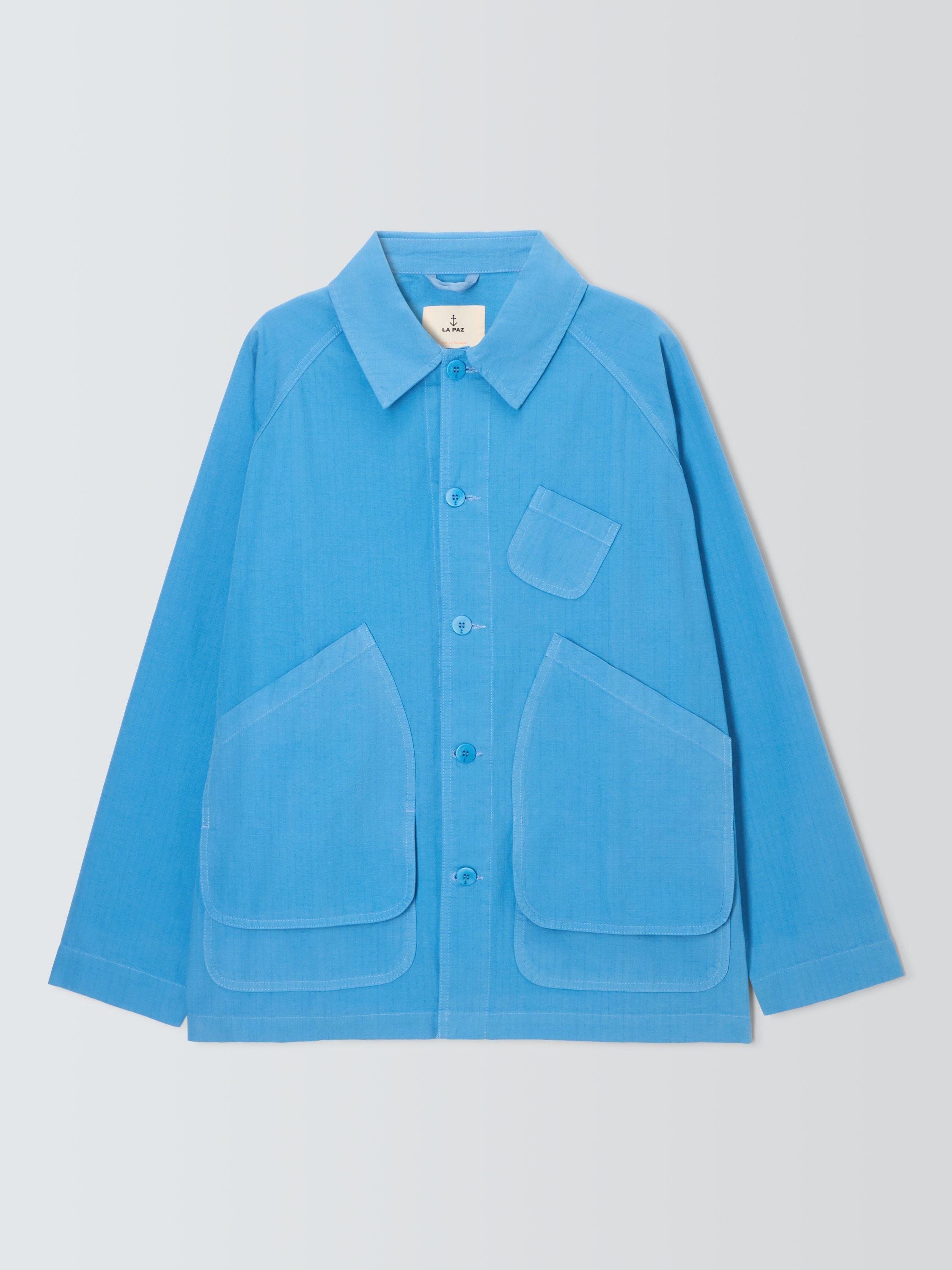 Product image 4 of 6, which shows La Paz Mantero Organic Cotton Utility Jacket, Azure Canvas, S