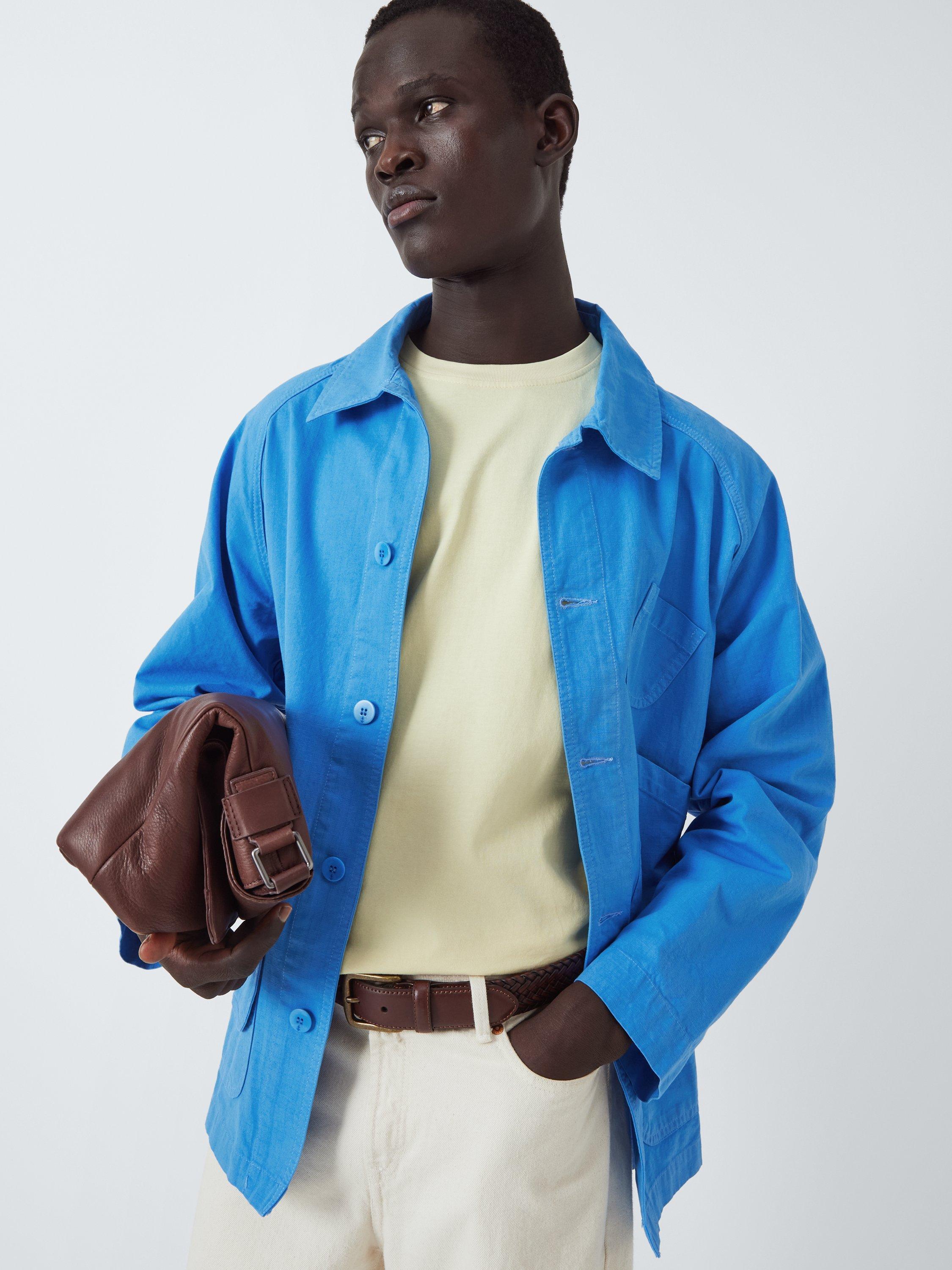 Product image 5 of 6, which shows La Paz Mantero Organic Cotton Utility Jacket, Azure Canvas, S