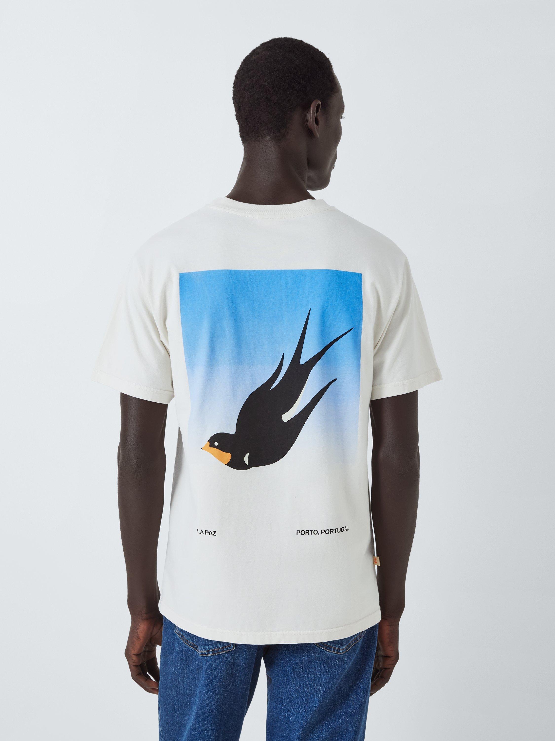 Product image 2 of 6, which shows La Paz Botelho Cotton T-Shirt, Swallow Postcard, M