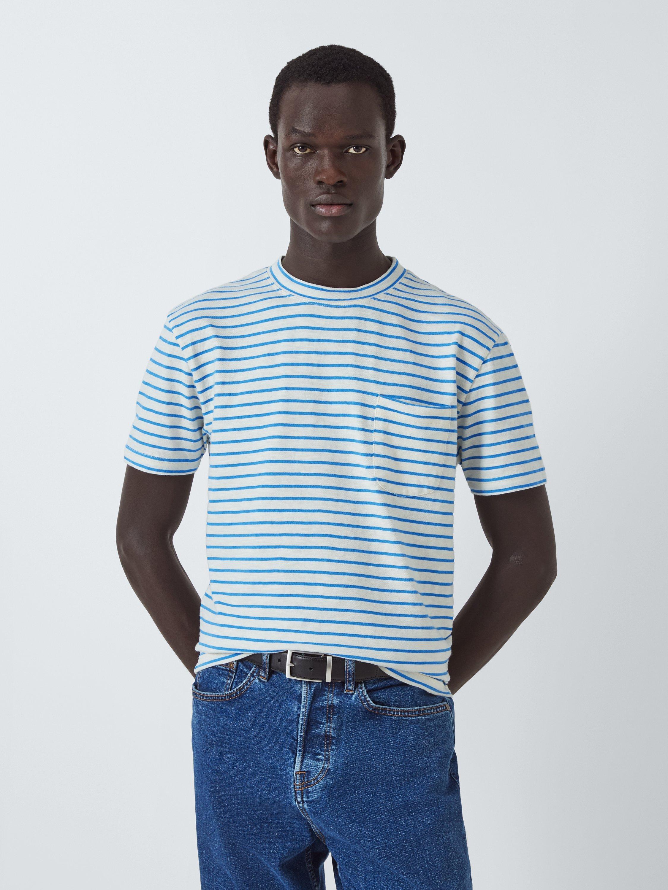 Product image 1 of 6, which shows La Paz Guerreiro Stripe T-Shirt, Azure Stripes, M